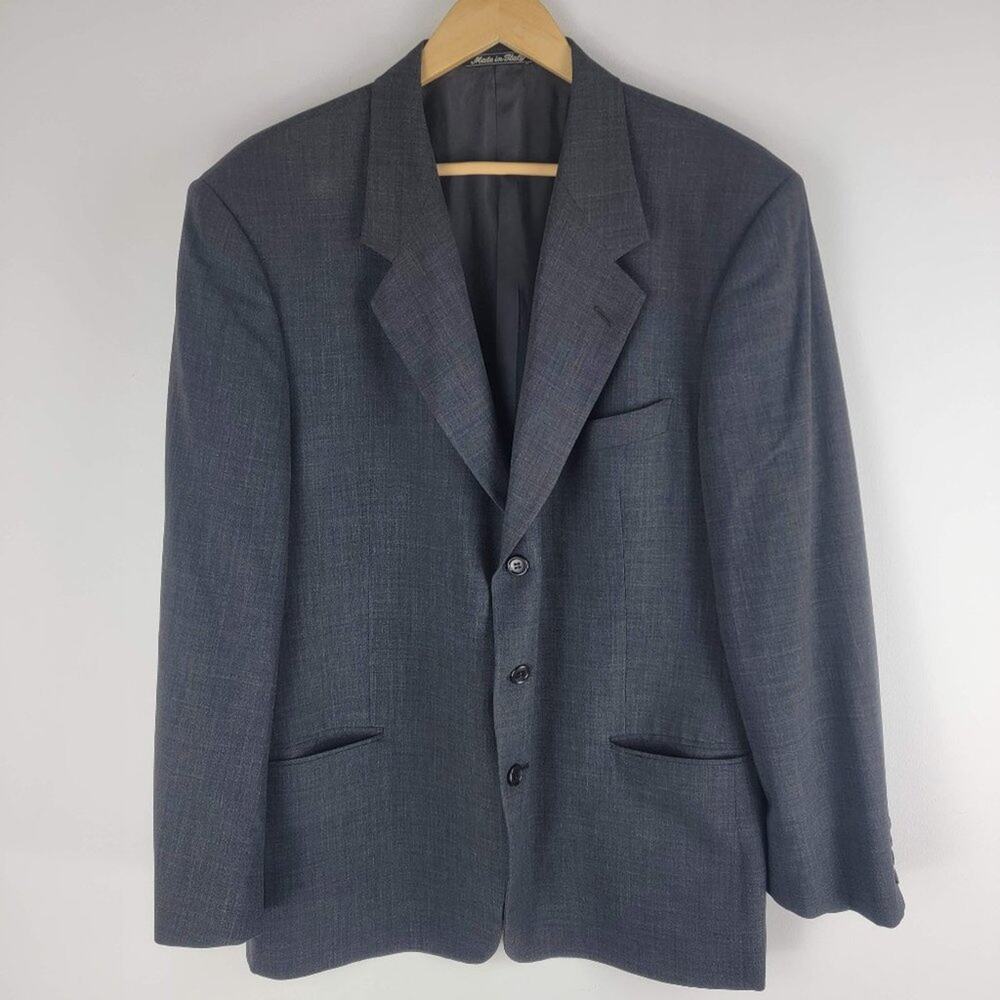 Valentino Blazer Jacket Wool Italy Gray Lined Two Buton Size 44R